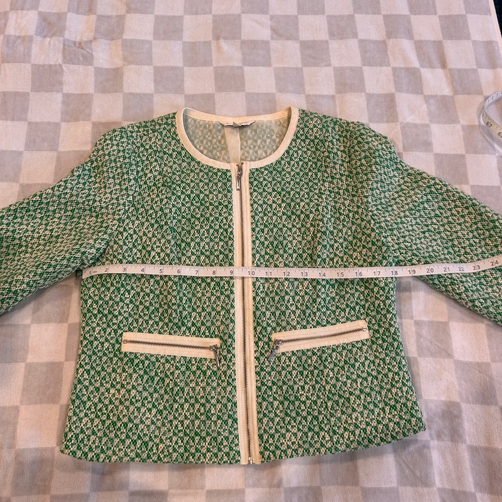 CAbi Green and Cream Tweed Blazer - Picture 9 of 11